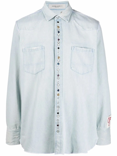  Golden Goose Camisa Vaquera Con Efecto Descolorido - Azul 