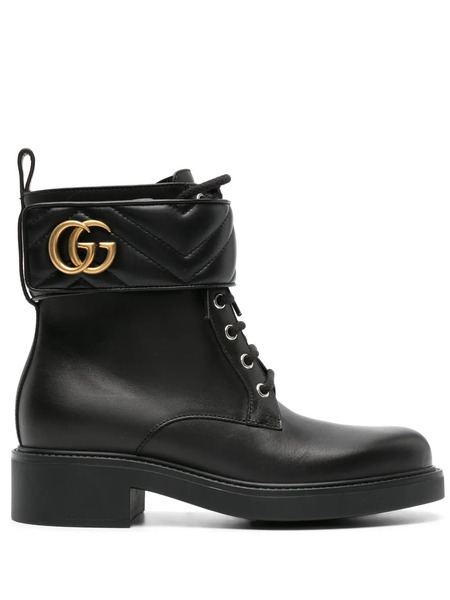  Gucci Botines Con Placa Double G - Negro 