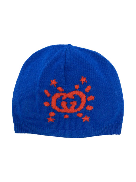  Gucci Kids Gorro Interlocking G De Punto - Azul 