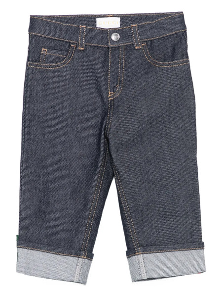  Gucci Kids Vaqueros Con Tribanda Web - Azul 
