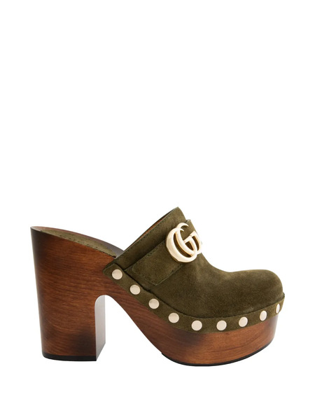  Gucci Mules Double G Con Apliques - Verde 