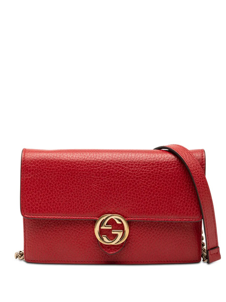  Gucci Pre-owned Bandolera Dollar Wallet On Chain De Piel Con G Entrelazada Característica 2000-2015 - Rojo 