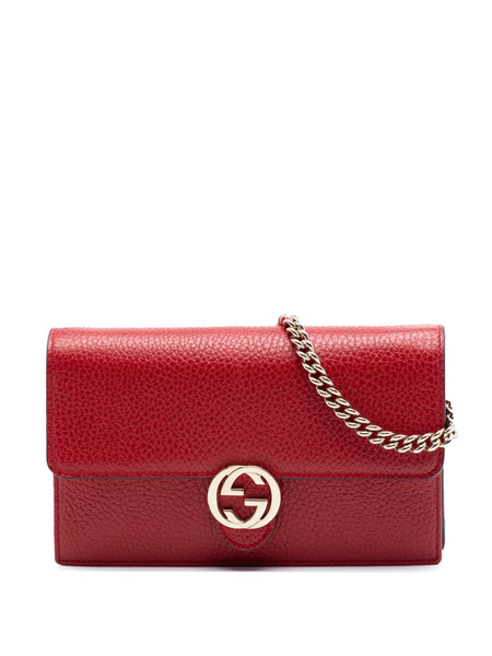  Gucci Pre-owned Bandolera Dollar Wallet On Chain De Piel Con G Entrelazada Característica 2000-2015 - Rojo 