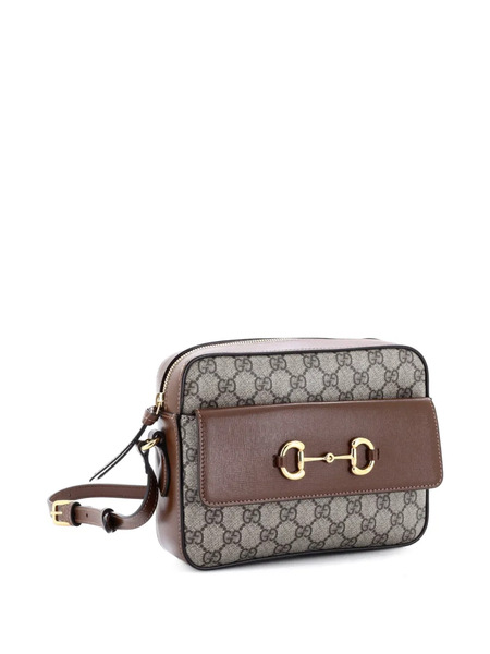  Gucci Pre-owned Bandolera Horsebit 1955 Flap Pocket Camera Bag Pequeña De Piel Y Lona Revestida Gg - Marrón 