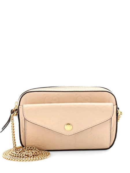  Gucci Pre-owned Bolso De Hombro Front Pocket Chain Jumbo Supermini De Piel Con Gg En Relieve - Neutro 