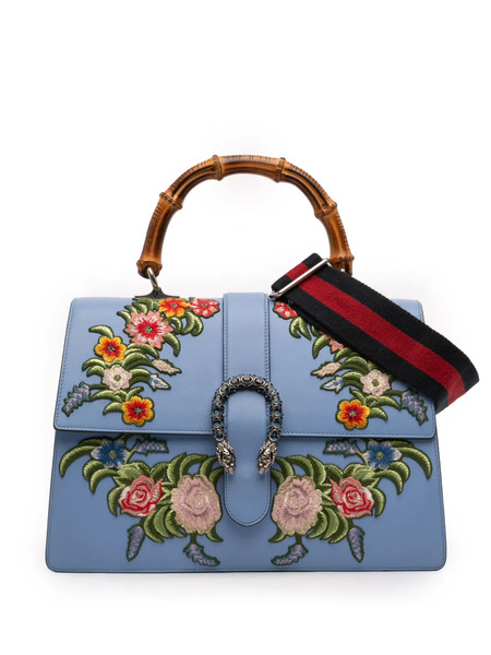  Gucci Pre-owned Bolso Satchel Dionysus Grande De Piel De Becerro Con Bordado Floral Y Tribanda Web 2016-2026 - Azul 