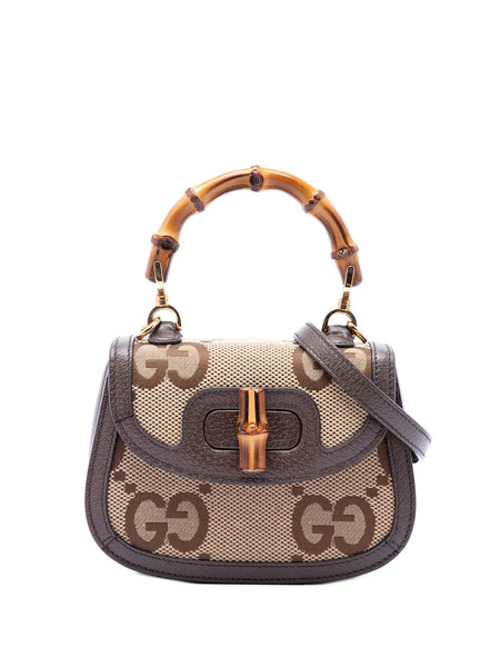  Gucci Pre-owned Bolso Satchel 1947 Mini Oversize De Lona Gg Con Asa Superior De Bambú 2016-2026 - Neutro 