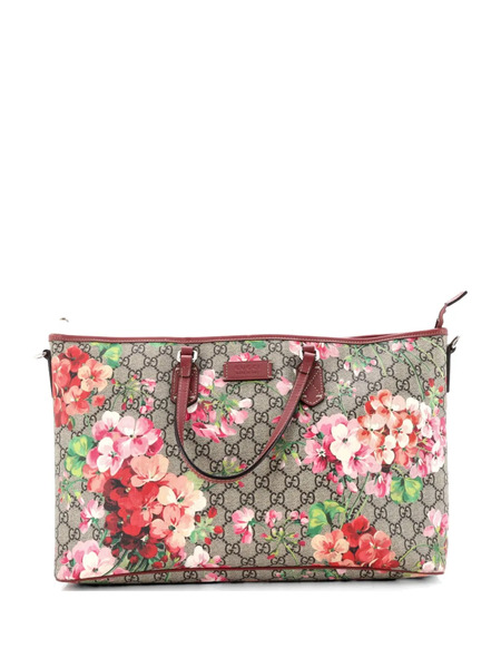  Gucci Pre-owned Bolso Shopper Convertible Zip Grande De Lona Revestida Con Estampado Gg Blooms - Marrón 