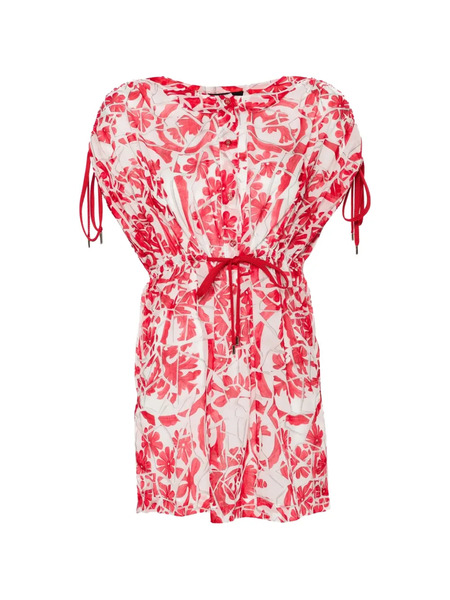  Gucci Pre-owned Floral Drawstring Dress - Rojo 