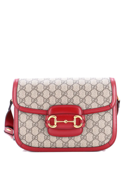  Gucci Pre-owned Horsebit 1955 Shoulder Bag Gg Coated Canvas With Leather Small Crossbody Bag - Neutro 
