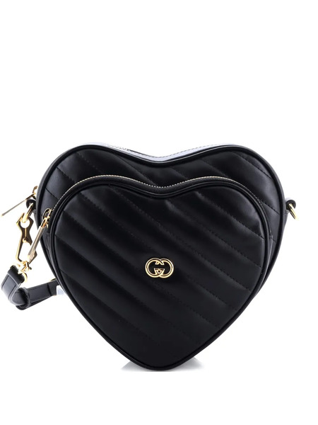  Gucci Pre-owned Interlocking G Heart Diagonal Quilted Leather Mini Shoulder Bag - Negro 