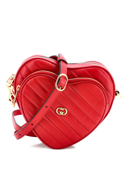  Gucci Pre-owned Interlocking G Heart Diagonal Quilted Leather Mini Shoulder Bag - Rojo 