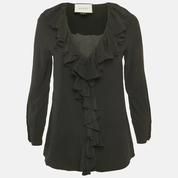  Gucci Pre-owned Ruffled Silk Blouse - Negro 