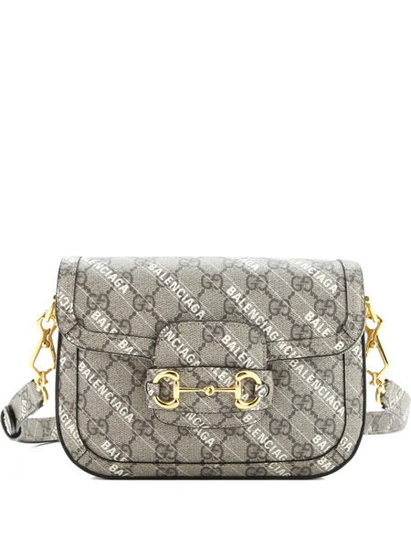  Gucci Pre-owned X Balenciaga The Hacker Project Horsebit 1955 Gg Coated Canvas Mini Shoulder Bag - Marrón 