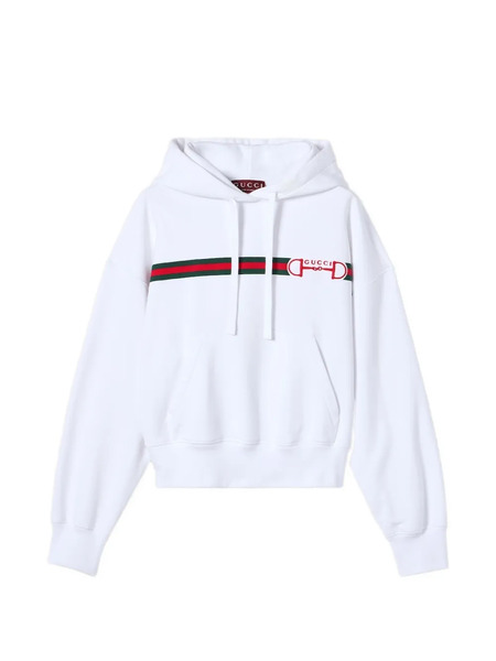 Gucci Sudadera Con Capucha Y Estampado Web - Blanco 