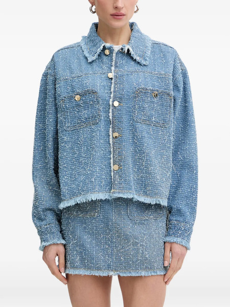  Guess Usa Frayed Buttoned Jacket - Azul 