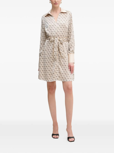  Guess Usa Patterned Belted Mini Dress - Neutro 