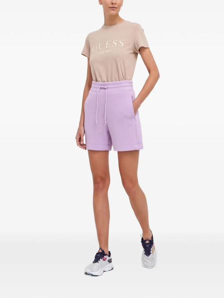  Guess Usa Scuba Drawstring Logo-patch Shorts - Morado 