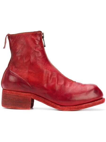  Guidi Botines Con Cremallera Frontal - Rojo 