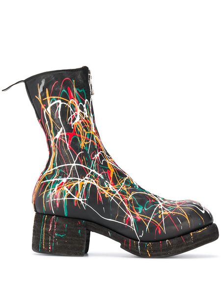  Guidi Paint Splattered Ankle Boots - Negro 