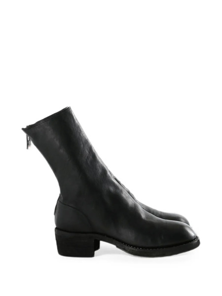  Guidi Rear-zip Leather Ankle Boots - Negro 