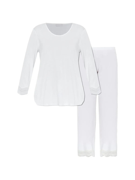  Hanro Pijama Con Ribete De Encaje - Blanco 