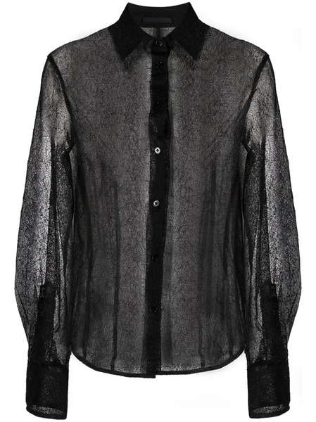  Helmut Lang Camisa Semitranslúcida - Negro 