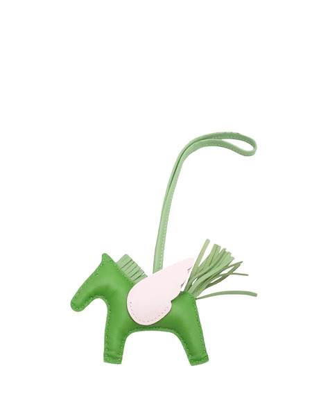  Hermès Pre-owned Llavero Grigri Rodeo Pegase Bag Charm Pm Milo De Piel De Borrego Y Cuero Swift 2023 - Rosa 