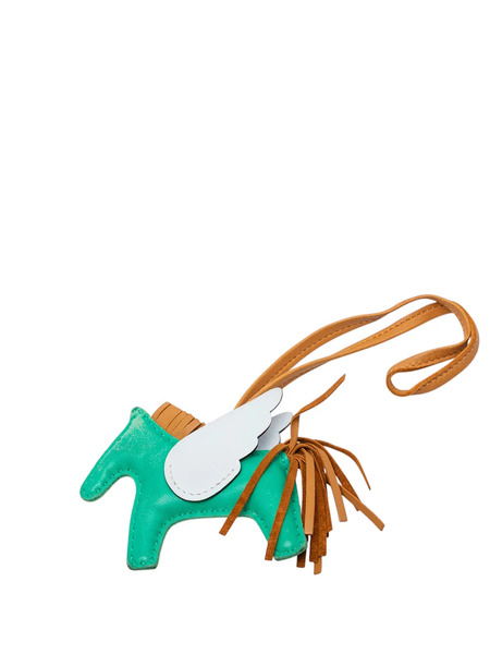  Hermès Pre-owned Llavero Grigri Rodeo Pegase Bag Charm Pm Milo De Piel De Borrego Y Cuero Swift 2022 - Verde 