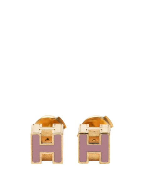  Hermès Pre-owned Pendientes Dh Cube Esmaltados Bañados En Oro Con Cierre De Presión 1990-2010 - Morado 