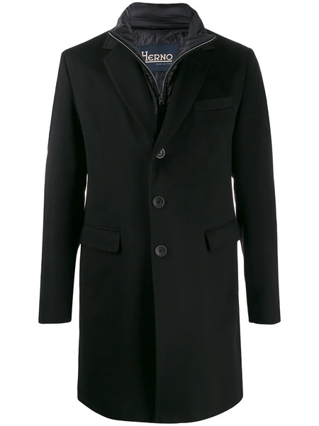  Herno Abrigo Con Botones - Negro 