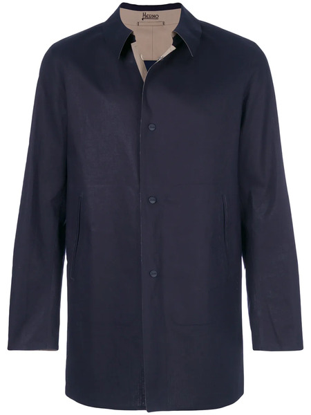  Herno Abrigo De Botonadura Simple - Azul 