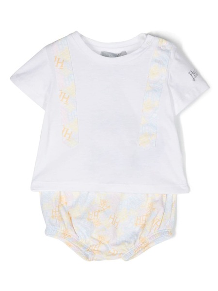  Herno Kids Set De Bermudas Con Logo Estampado - Blanco 