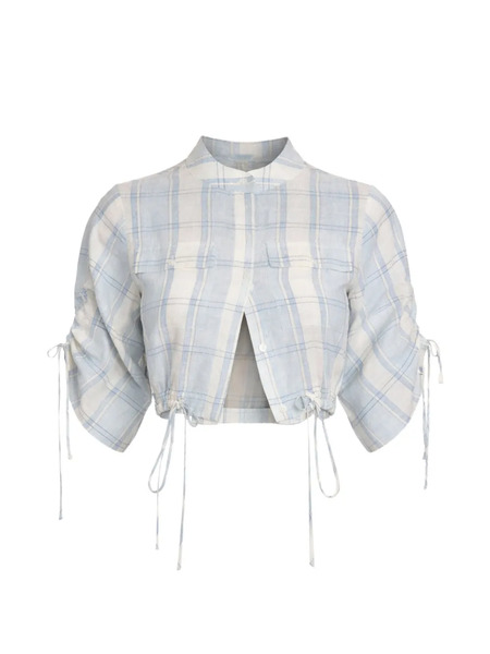  Hevron Blusa Eva A Cuadros - Azul 