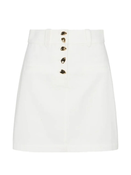  Hevron Nylah Button-up Belt-loop Mini Skirt - Blanco 
