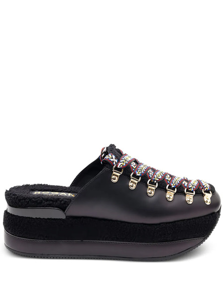  Hogan Mules H466 Con Plataforma - Negro 