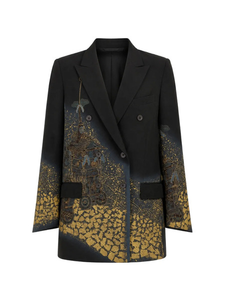  Ibrigu Graphic-print Double-breasted Coat - Negro 
