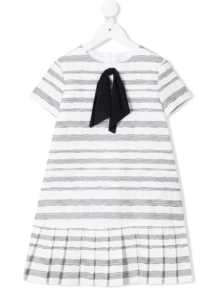  Il Gufo Vestido A Rayas Con Lazo De Cinta - Blanco 