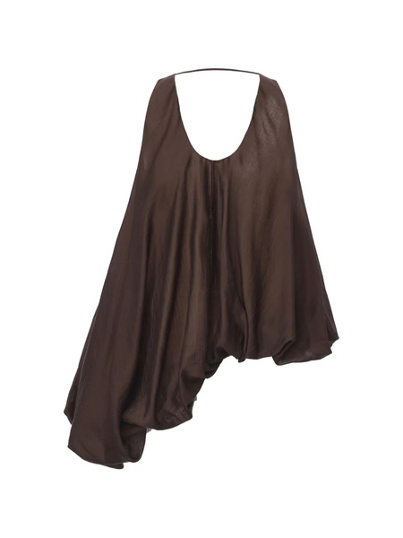  Ili Node Top Fleur Asimétrico Drapeado - Marrón 