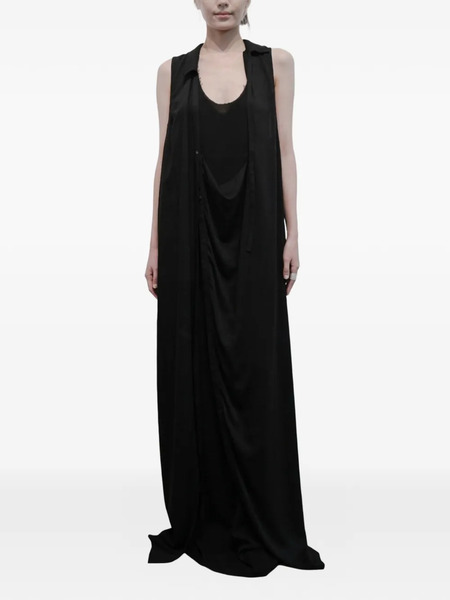  Ili Node Vestido Largo Theron Drapeado - Negro 