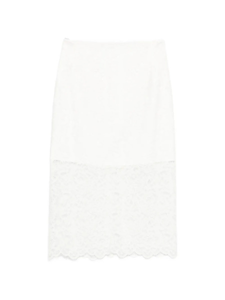  Imperial Falda Midi Con Encaje - Blanco 