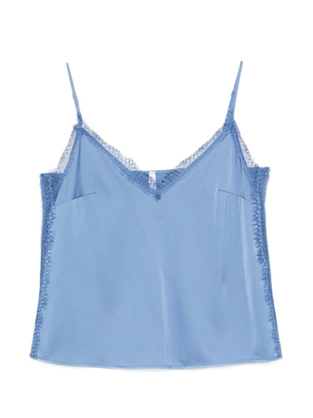  Imperial Top Con Detalle De Encaje - Azul 