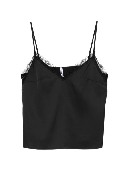  Imperial Top Con Ribete De Encaje - Negro 