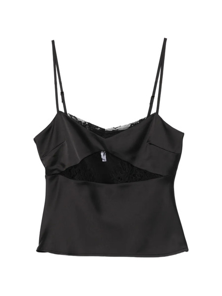  Imperial Top Con Ribete De Encaje - Negro 