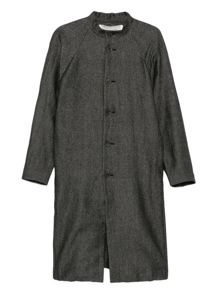  Individual Sentiments Abrigo Sin Cuello Con Botones - Gris 