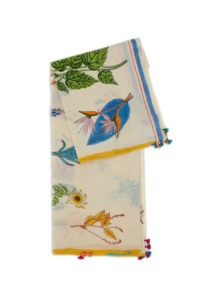  Injiri Fular Con Estampado Floral - Blanco 