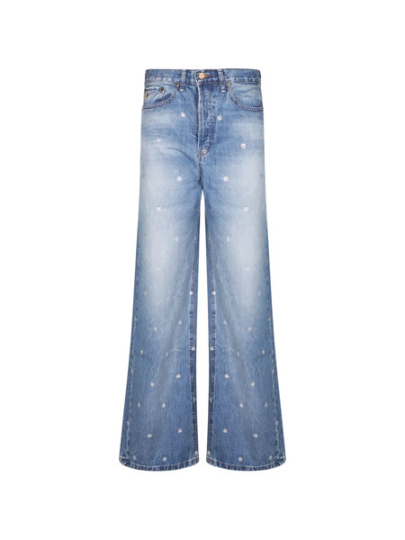  Iois Vaqueros Con Motivo Floral - Azul 