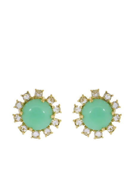  Irene Neuwirth Pendientes En Oro Amarillo De 18kt Con Apliques De Crisoprasa Menta Y Diamantes - Verde 