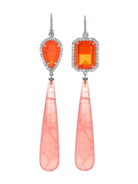  Irene Neuwirth Pendientes One Of A Kind En Oro Blanco De 18 Kt Con ópalo, Rodocrosita Y Diamantes - Plateado 