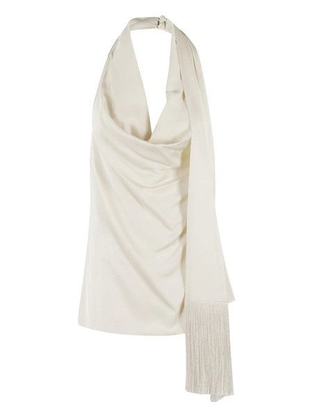  Isabelle Blanche Top Drapeado Con Detalle De Flecos - Neutro 